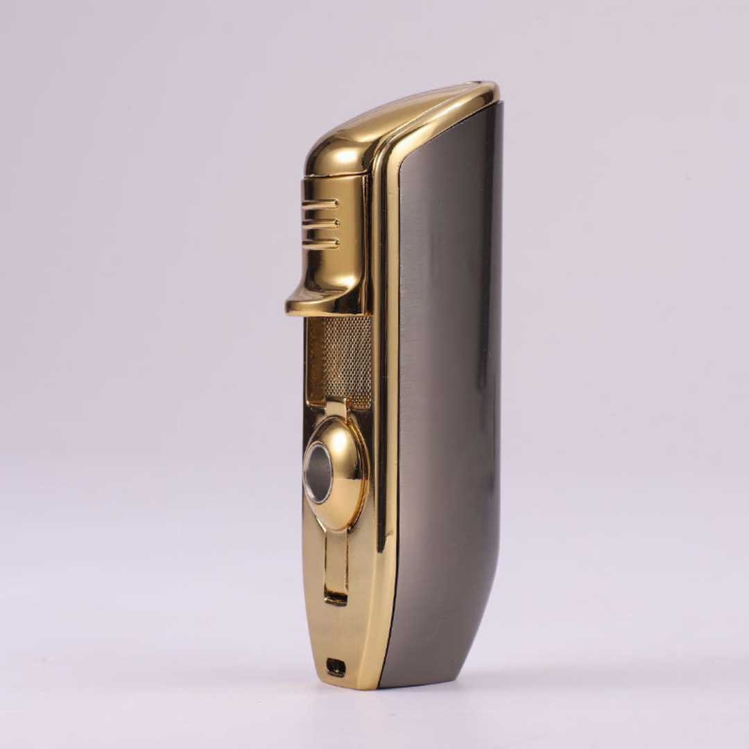 Premium Luxury Metal Jet Torch Gas Refillable Cigar Lighter Windproof with Cigar Cutter for Business Gifts