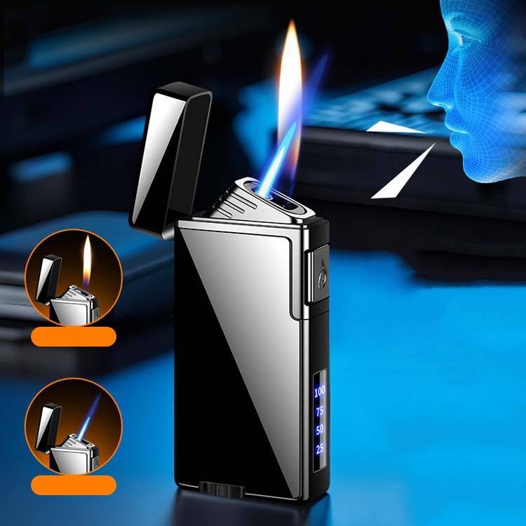 Intelligent Voice Controlled 2 Flames Butane Gas Lighter Open Flame Switching Jet Blue Flame Cigar Electric Lighters Smoking
