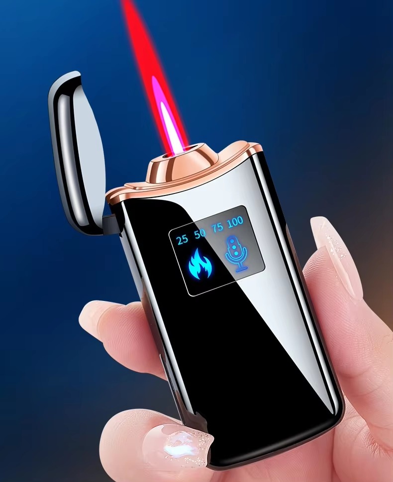 New High-grade Intelligent Voice-controlled Windproof Lighter Power Display Inflatable Gas-electric Lighter